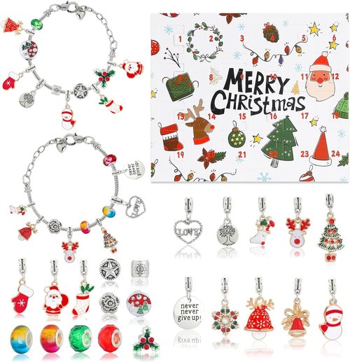 Christmas Vacation Advent Calendar - 24-Day Countdown with 2 DIY Charm Bracelets for Girls & Women