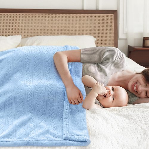 BORITAR 3D Fleece Baby Blanket - Soft & Cozy Plush for Infants | 30x40 Inch, Baby Blue