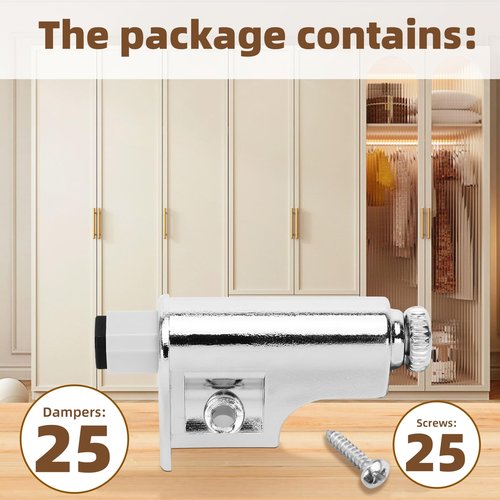Dgavxa 25 Pcs Soft Close Cabinet Door Damper, Soft Close Dampers for Cabinet Doors/Wardrobe/Kitchen/Bookcases, Hydraulic Cabinet Buffer Damper, Silent Door Closing, with self-Closing Mechanism