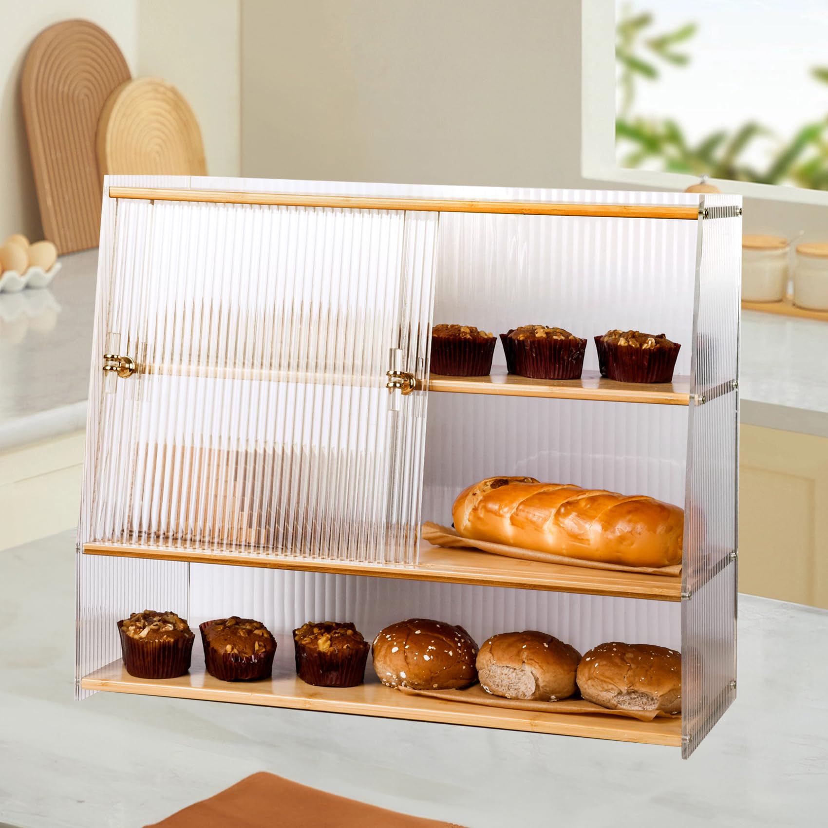 YCHLCHL Durable 4-Layer Bread Box Coffee Cup Storage,Kitchen Counter Decor Organizer