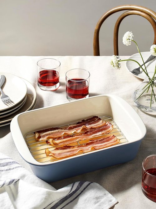 LE TAUCI Ceramic Baking Dish Set - Large Deep Casserole Dishes with Handles | Dusty Blue, 3-Piece Set (4.6QT/3.0QT/1.6QT)