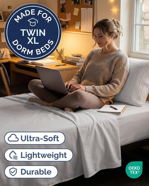 Comfy Twin XL Size 3-Piece Sheet Set by [Brand Name] | Breathable Cooling Bed Sheets - Soft, Wrinkle-Free, Deep Pockets - Light Grey