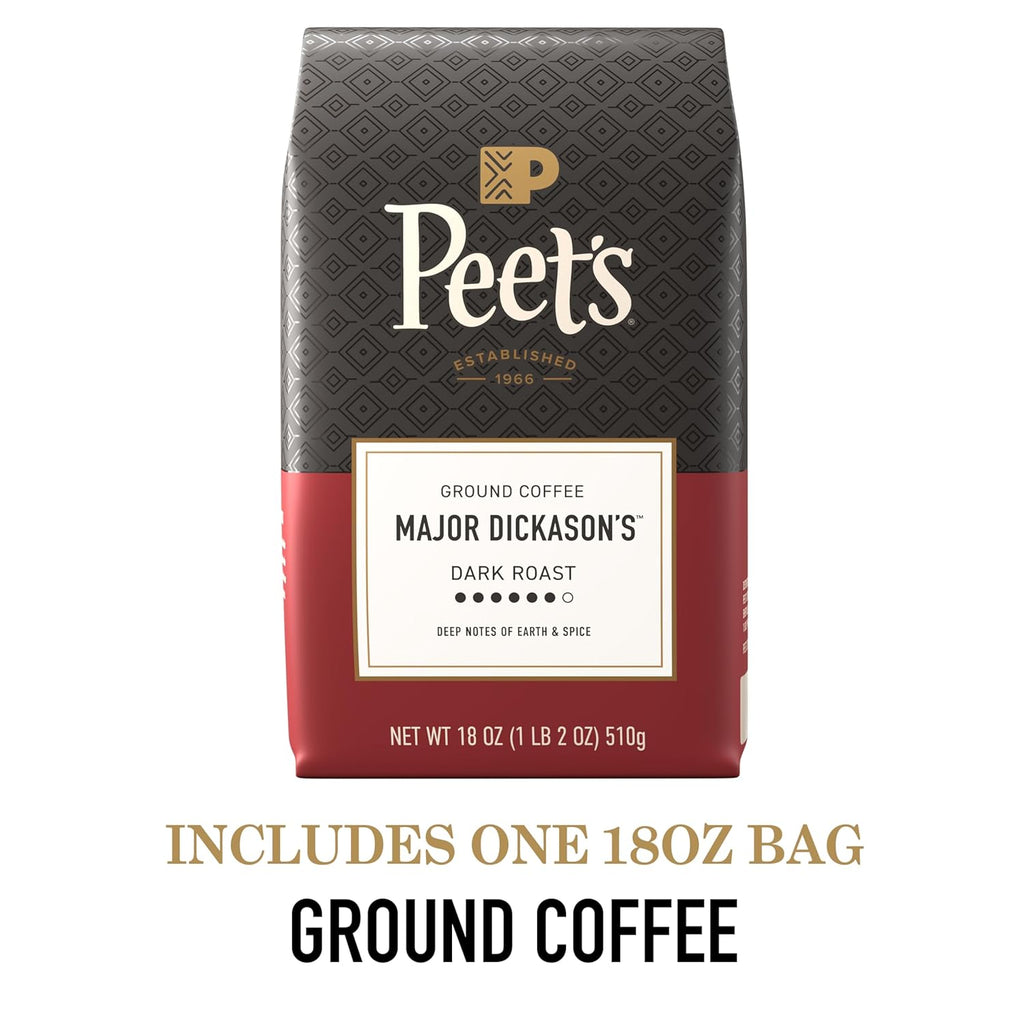 Peet's Coffee Dark Roast Ground Coffee - 100% Arabica Major Dickason's Blend, 18 Ounce Bag