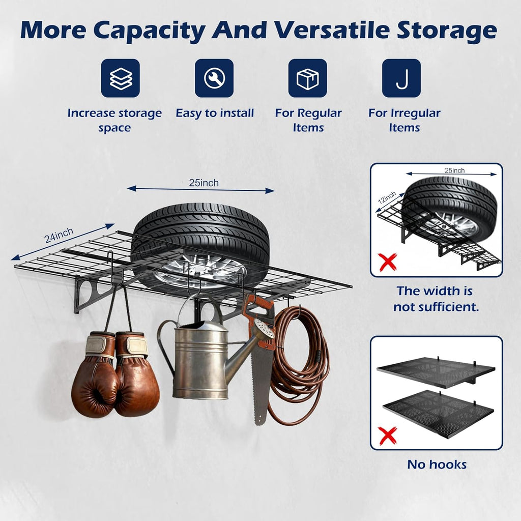 Skiennix Garage Wall Shelving - Durable 4-Pack System for Organized Storage | 3x2 Size