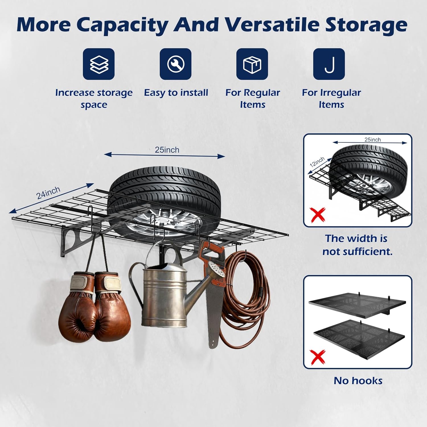Skiennix Garage Wall Shelving - Durable 4-Pack System for Organized Storage | 3x2 Size