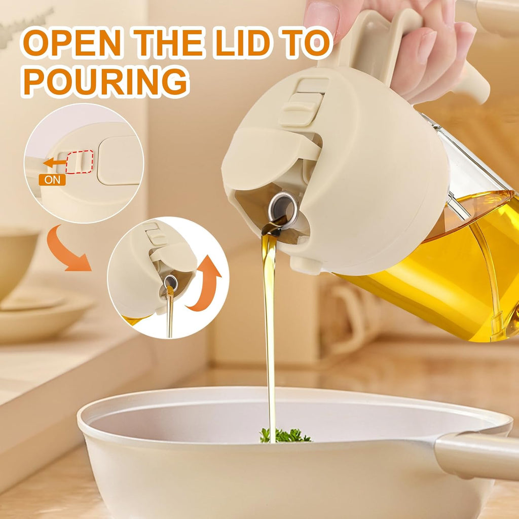 Skiennix Glass Olive Oil Sprayer - 2-in-1 Cooking Oil Dispenser Bottle | 16oz/470ml, White