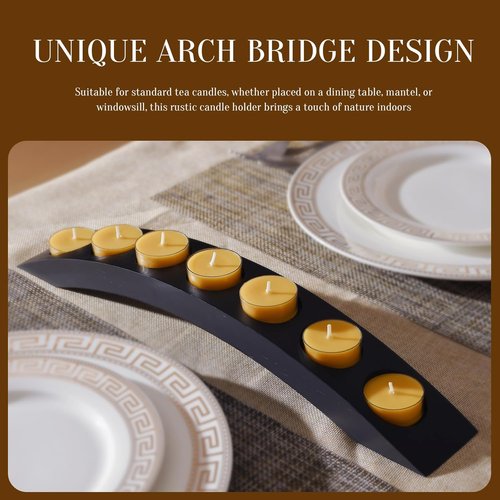 Arch Tea Candle Holder Set by [Brand Name] - 7 in 1 Black Wooden Candelabra for Tealights | Perfect for Coffee Tables - 2 PCS