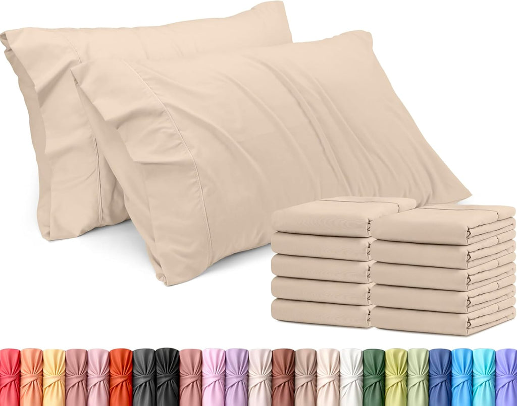 Utopia Bedding Queen Pillow Cases - 12 Pack Soft Brushed Microfiber - Fade Resistant 20 x 30 Inches (Beige)