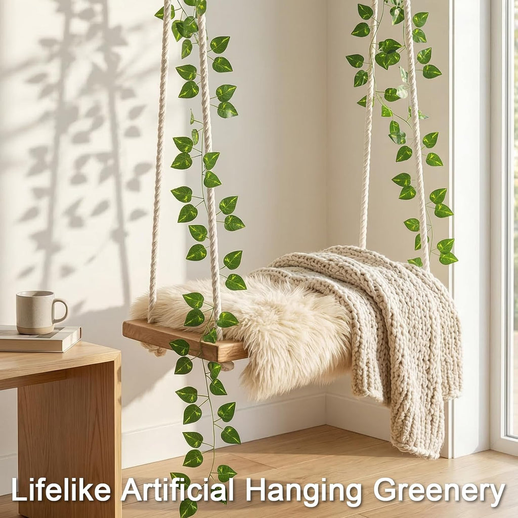 Suddus Artificial Pothos Vines with Battery-Operated Fairy Lights - Perfect for Bedroom, Garden, and Events