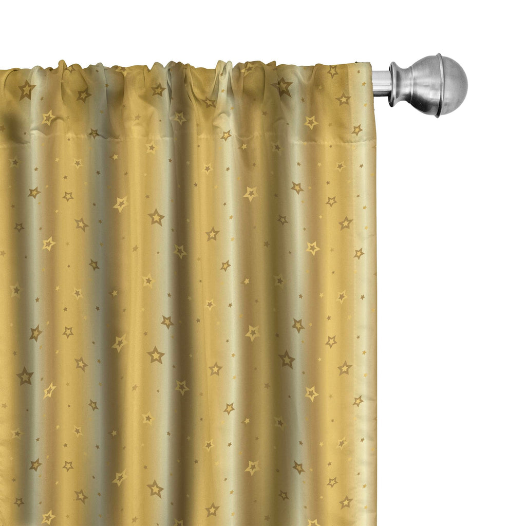 Ambesonne Retro Curtains, Old Fashioned Vibrant Background with Star Abstract Design Print, Window Treatments 2 Panel Set for Living Room Bedroom, Pair of - 28" x 84", Yellow