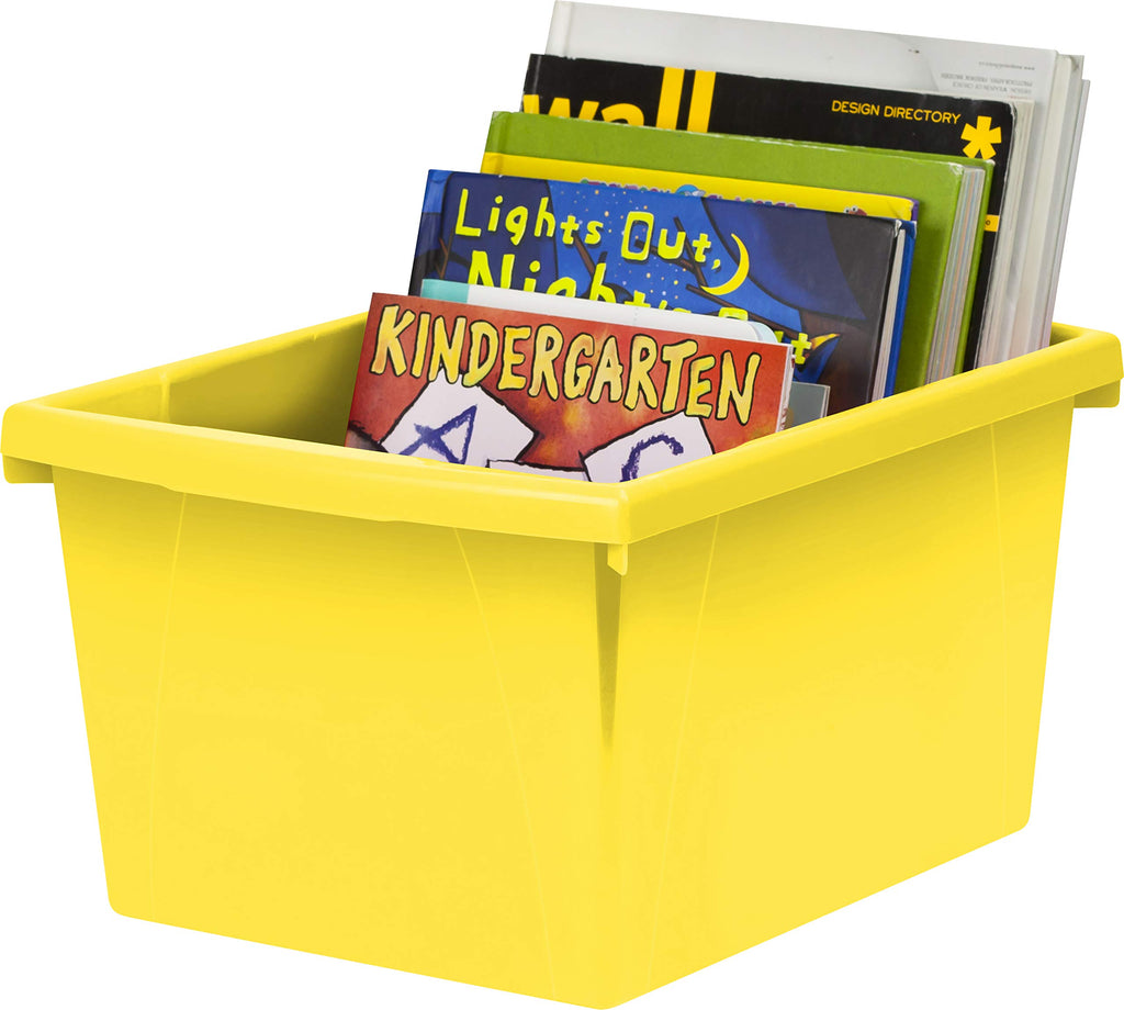 Storex 4 Gallon Storage Bin – Plastic Classroom Organizer for Books and Supplies, Yellow, 1-Pack (61453A06C)