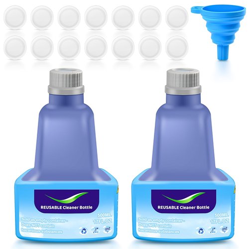 Ndoge Replacement Bottle for Swiffer® Wet Jet™ Mop, Refillable, 500 ML Leak-Proof HDPE Refillable Bottle, 17 FL OZ Solution Bottles with 14 Sealing Pads and 1 Folding Funnel