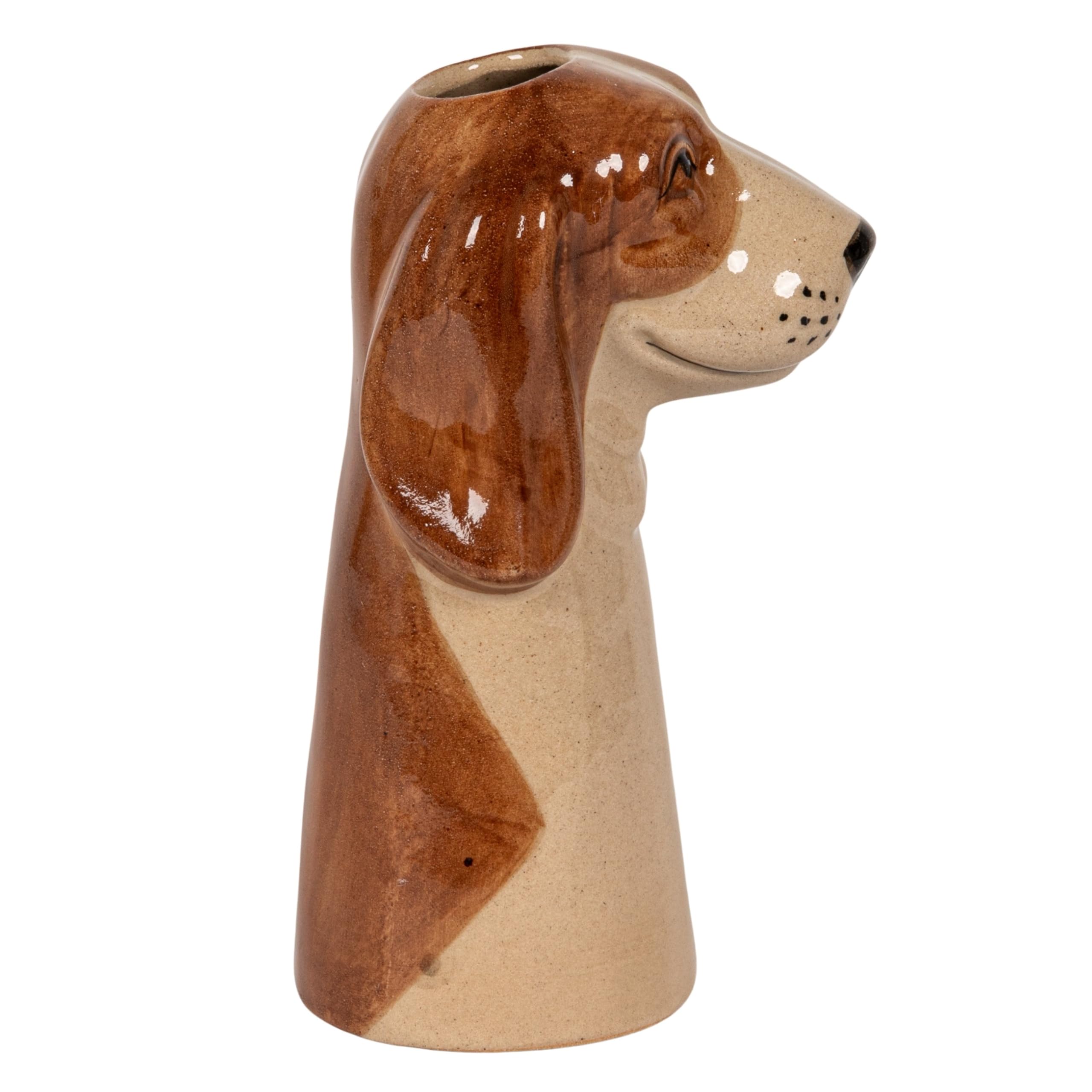 Creative Co-Op 4-Piece Hand-Painted Stoneware Dog Head Vase, Multicolor