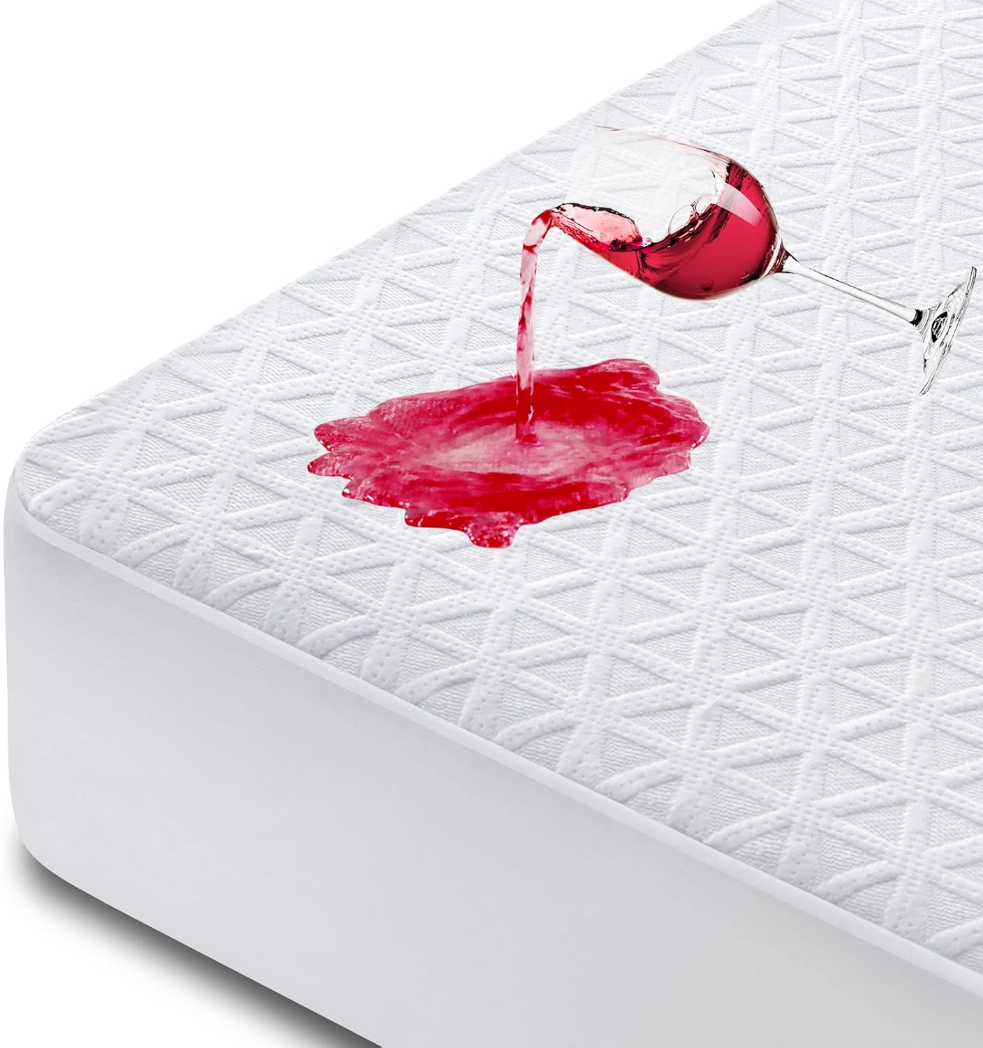 Skiennix Premium Waterproof Mattress Protector - Breathable Cooling Bed Cover, Full Size, 8''-21'' Deep Pocket, White