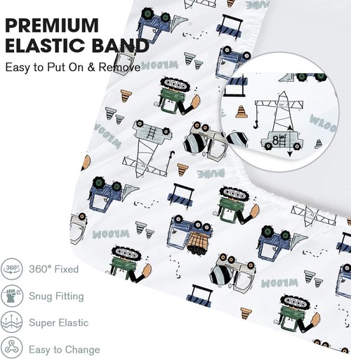 Little Grape Land Crib Sheets - 4 Pack of Super Soft Fitted Sheets for Boys & Girls | Truck & Alligator Designs