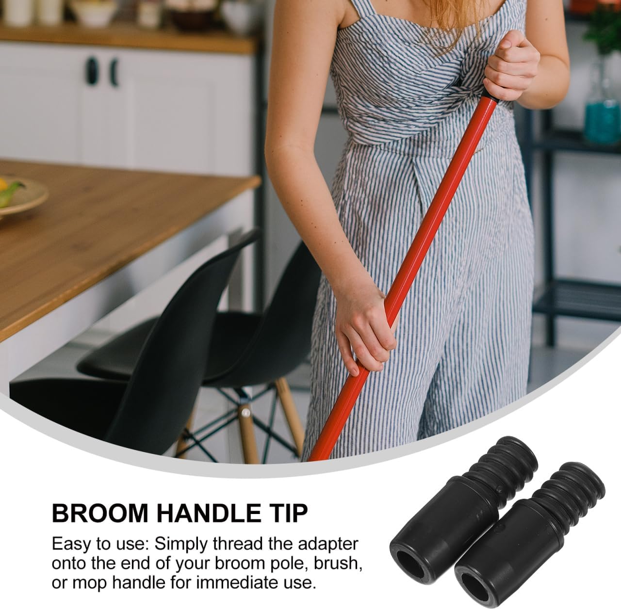 Uonlytech Threaded Broom Handle End Adapter - 2.16" x 0.78" Replacement Tips for Floor Cleaning | 2-Pack