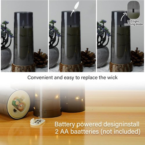 Kakoya Flameless LED Candles - 5-Piece Set with Timer | Flickering Grey Acrylic Shell for Romantic Ambiance