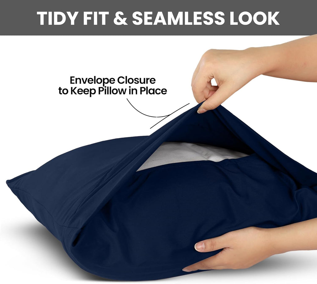 Utopia Bedding Queen Pillow Cases - Soft Brushed Microfiber - 2 Pack, Navy - Fade Resistant 20 x 30 Inches