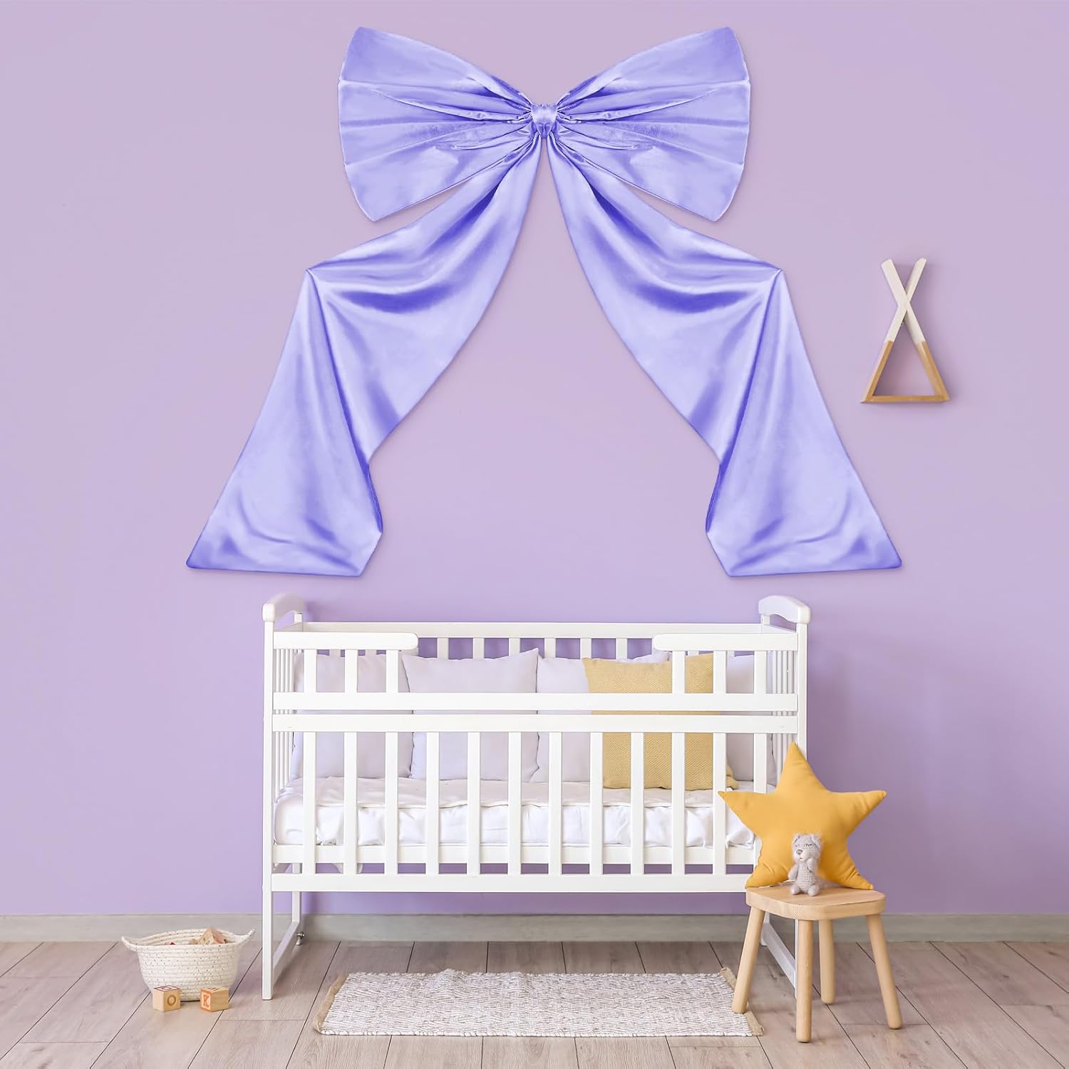 Wavwavw Bow Decor - Large Coquette Giant Ribbon Tie for Birthday Party Backdrop | Lavender Purple, 24 x 36 Inches