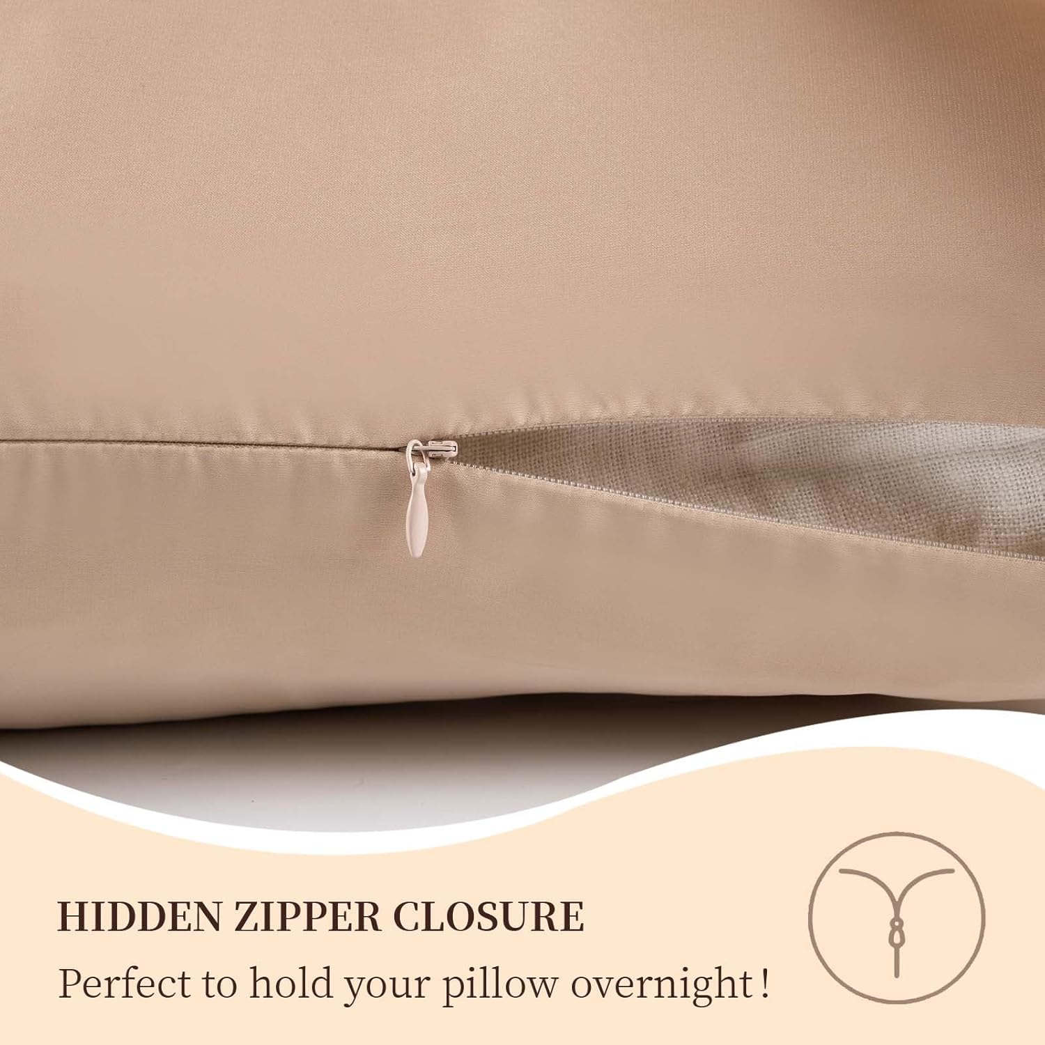 Skiennix 100% Pure Mulberry Silk Pillowcase - Cooling Dual-Sided Design for Hair & Skin | Standard 20” x 26” (Champagne)