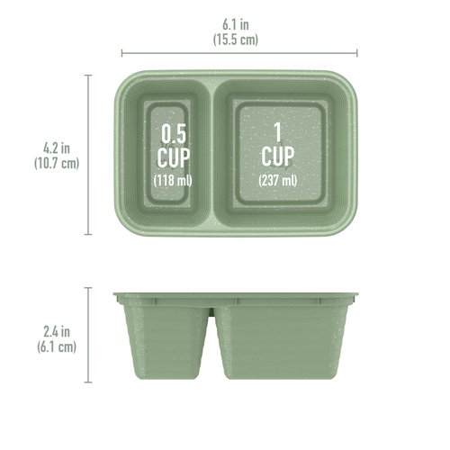 Bentgo Prep - 2-Compartment Snack Containers with Lids - Reusable, Microwaveable, Durable, PFAS & BPA-Free, Freezer, & Dishwasher-Safe Meal Prep Food Storage - 10 Trays & 10 Lids (Basil Glitter)