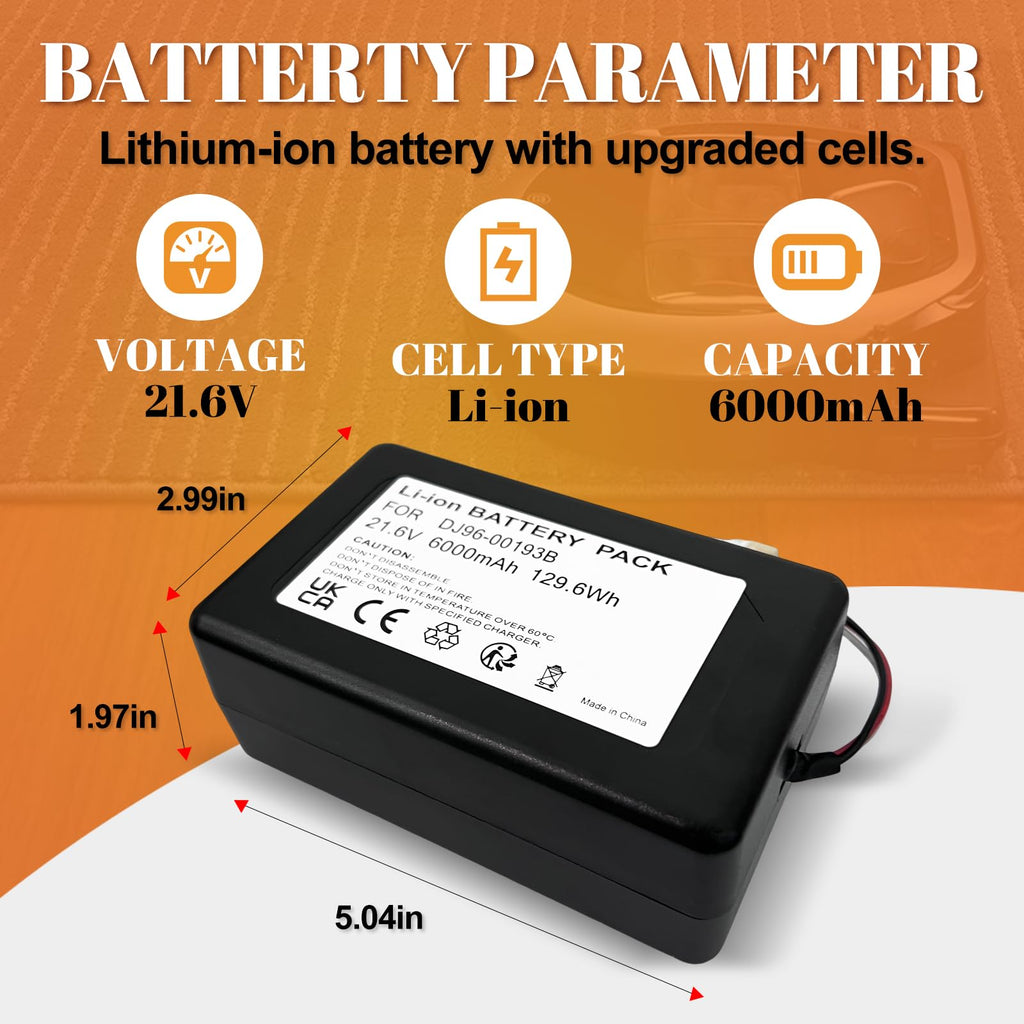 PWRTank Battery for Samsumg PowerBot R7040, R7065, R7070, R7090, VR7000, Replacement for DJ96-00193B DJ96-00193F VCA-RBT72 DJ68-00741V-00,etc
