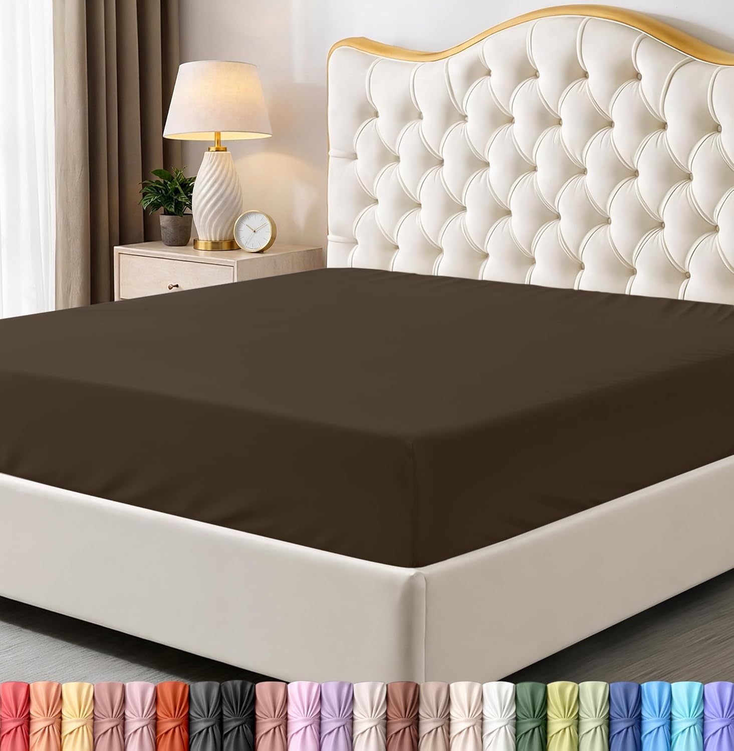 Utopia Bedding Queen Fitted Sheet - Deep Pocket Microfiber - Soft, Shrinkage & Fade Resistant - Brown