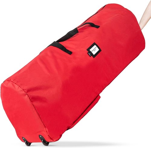 Handy Laundry Christmas Tree Storage Bag with Wheels - Heavy Duty Zippered Container for 7.5 ft Trees, Red
