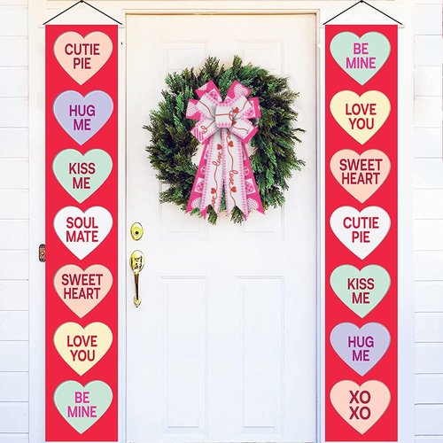 ABTOLS Valentine's Day Wreath Bows - Large Pink Heart Design for Front Door & Wedding Decor