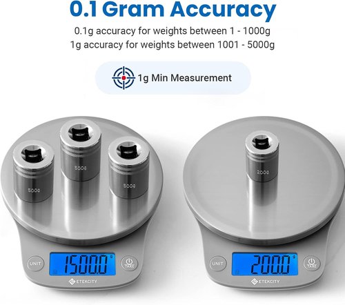 Etekcity Digital Food Kitchen Scale - Accurate Ounces & Grams for Cooking, Baking | 11lb/5kg, Stainless Steel