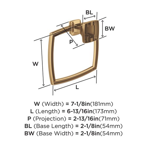 Amerock BH36032 Revitalize 6-13/16" Wall Mounted Towel Ring - Champagne Bronze