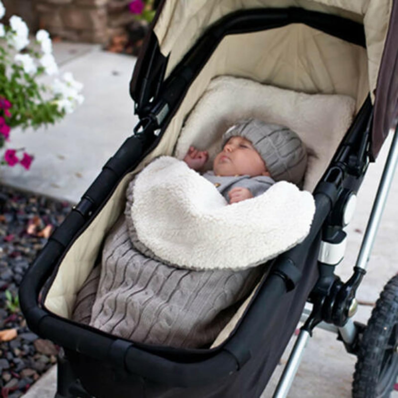 Baby Sleeping Bag fits Infant Newborn,Warm Baby Sleeping Bag,Winter Newborn Knit Wool Swaddling Blanket Kid Sleepsack Footmuff Stroller Knitted Sleep Nest Sack (Light Gray, One Size)