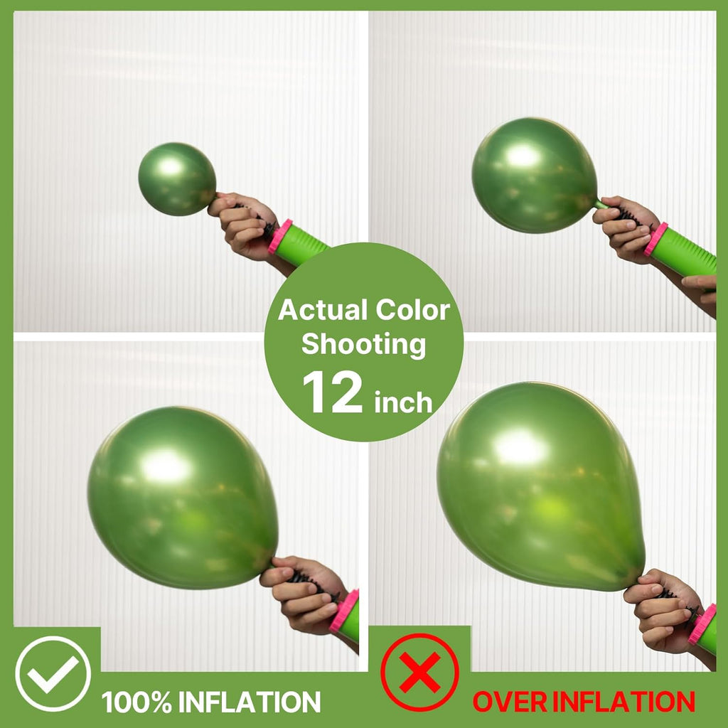 PartyWoo Metallic Green Balloons - 100pcs in Various Sizes for Graduation & Wedding Decor