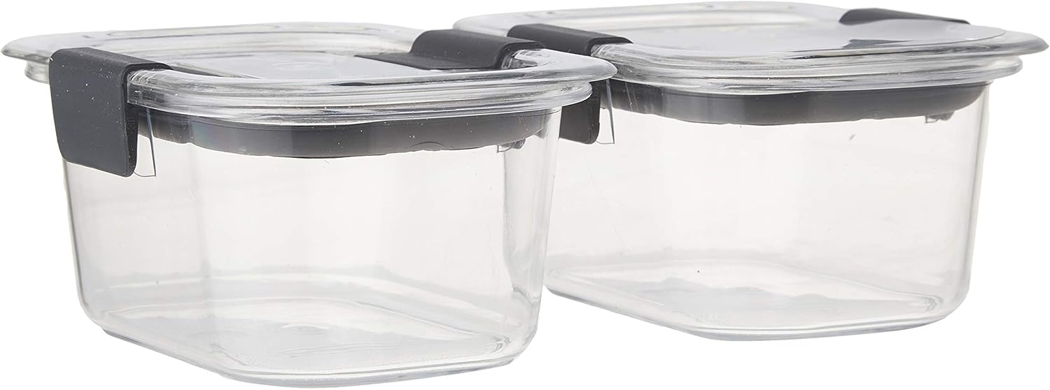 Rubbermaid Brilliance Food Storage Containers - Small 1.3 Cup Clear | 2-Pack for Freshness