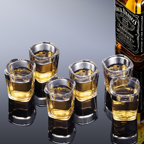 GOSDENG 6 Pack Heavy Base Shot Glasses Set, 2.2 oz Clear Tequila Square Shot Glass Bulk, Espresso Shot Glass for Vodka, Whiskey, Tequila, Espressos, Spirits & Liquors