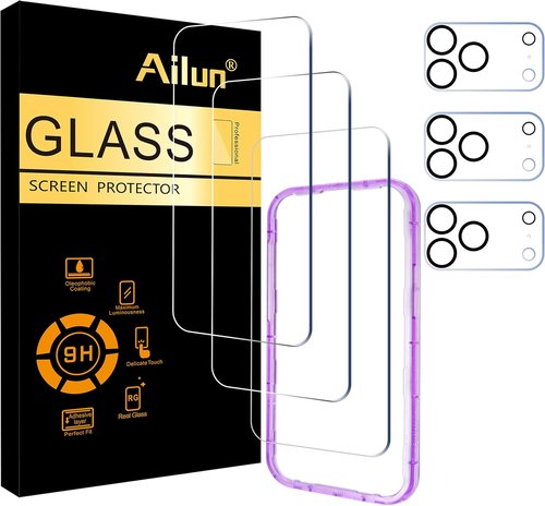 Ailun 3-Pack Screen Protector for iPhone 17 Pro Max - Includes Camera Lens Protectors & Installation Frame | Dynamic Island Compatible