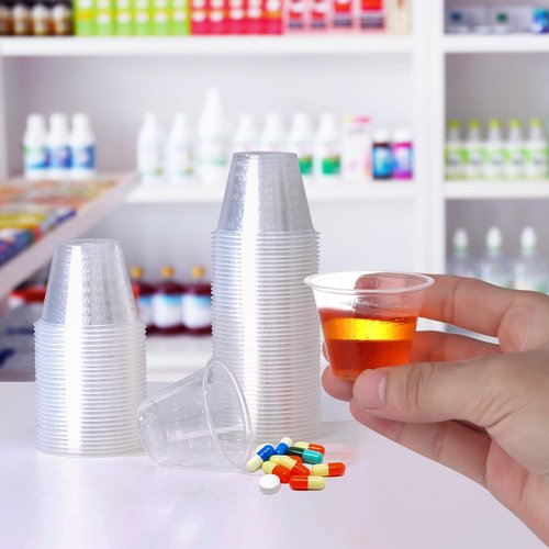 Dualshine 300 Pack Disposable Graduated Medicine Cups (30ml), 1 oz Plastic Med Cups for Mixed Pills, Liquid Medication Measuring, Resin, Epoxy, DIY Arts & Crafts