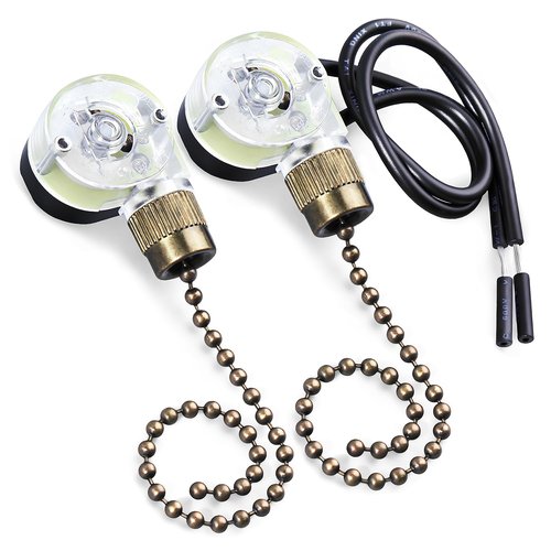 Dotlite 2Pack Ceiling Fan Pull Light Switch Zing Ear ZE-109, Bronze Easy Install Pull Cords Turn On-Off Control Replacement Accessories Compatible with Hunter Fan Wall Table Lamps
