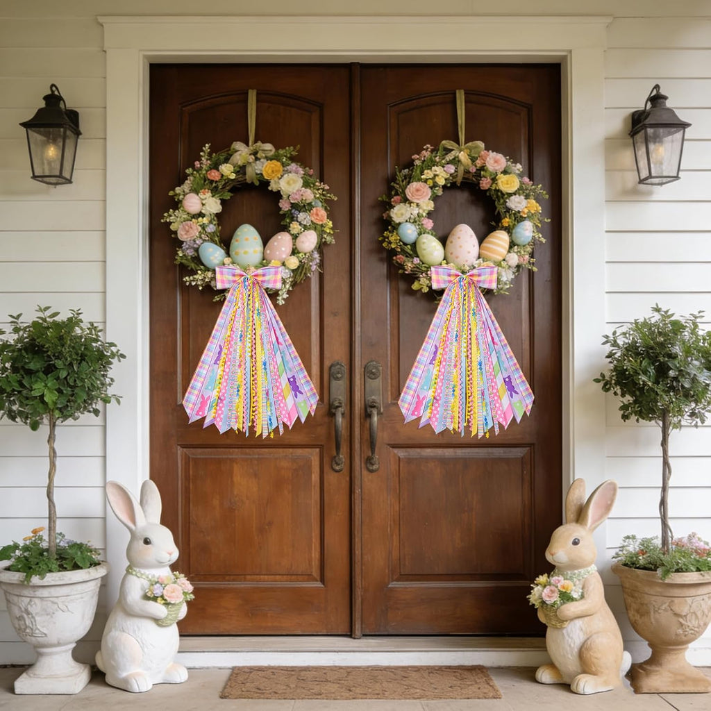 Pastel Easter Wreath Sash by [Brand Name] - Decorative Ribbon Bundle for Spring Door Decor | 1 Pack