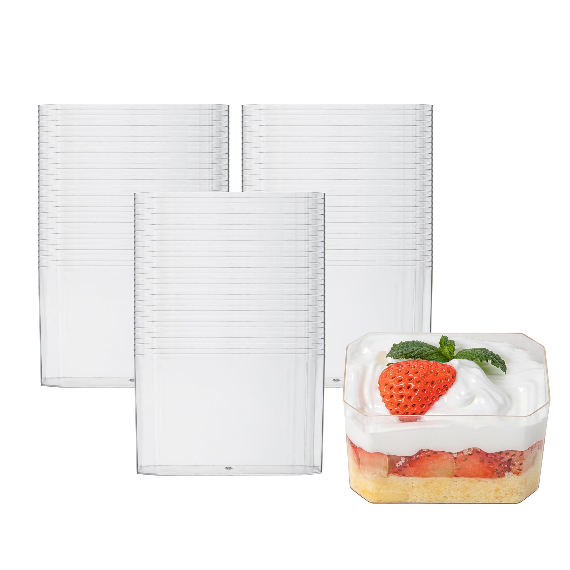 Restaurantware Mini Serve 3.4 Ounce Plastic Dessert Cups, 100 Disposable Round Serving Cups - Lids Sold Separately, Stackable, Clear Plastic Parfait Cup, Durable, For Ice Cream, Gelato, And Sorbet