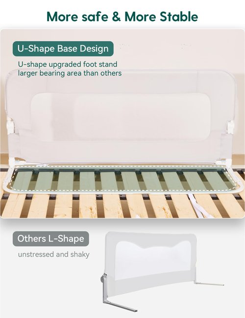 BABELIO Bed Rail for Toddlers, 59" Wide Swing Down & Adjustable Height Toddler Bed Rails for Kids/Elderly/Adults, Baby Side Railing for Twin/Full/Queen/King Size