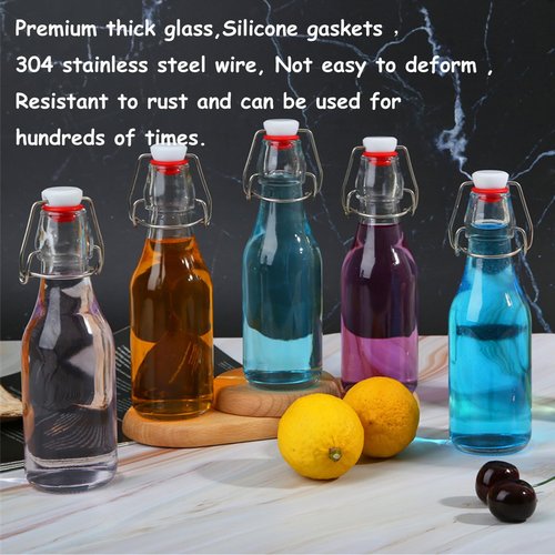 ZEBEIYU 12 Pack 8.5 oz swing top glass bottles,flip top glass bottle with airtight lid for home brewing,kombucha,kefir,vanilla extract,beer,oil,vinegar,homemade juices,soda,beverages,2nd fermentation
