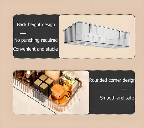 GDQ Clear Adhesive Shower Caddy，Bathroom Shelf for Wall，Acrylic Bathroom Shelves for Wall with Self Adhesive Tape，Wall Mount Organizer Storage (Small)