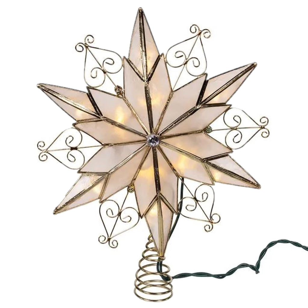 Kurt Adler 10 Lights LED Capiz Star + Scroll Treetop