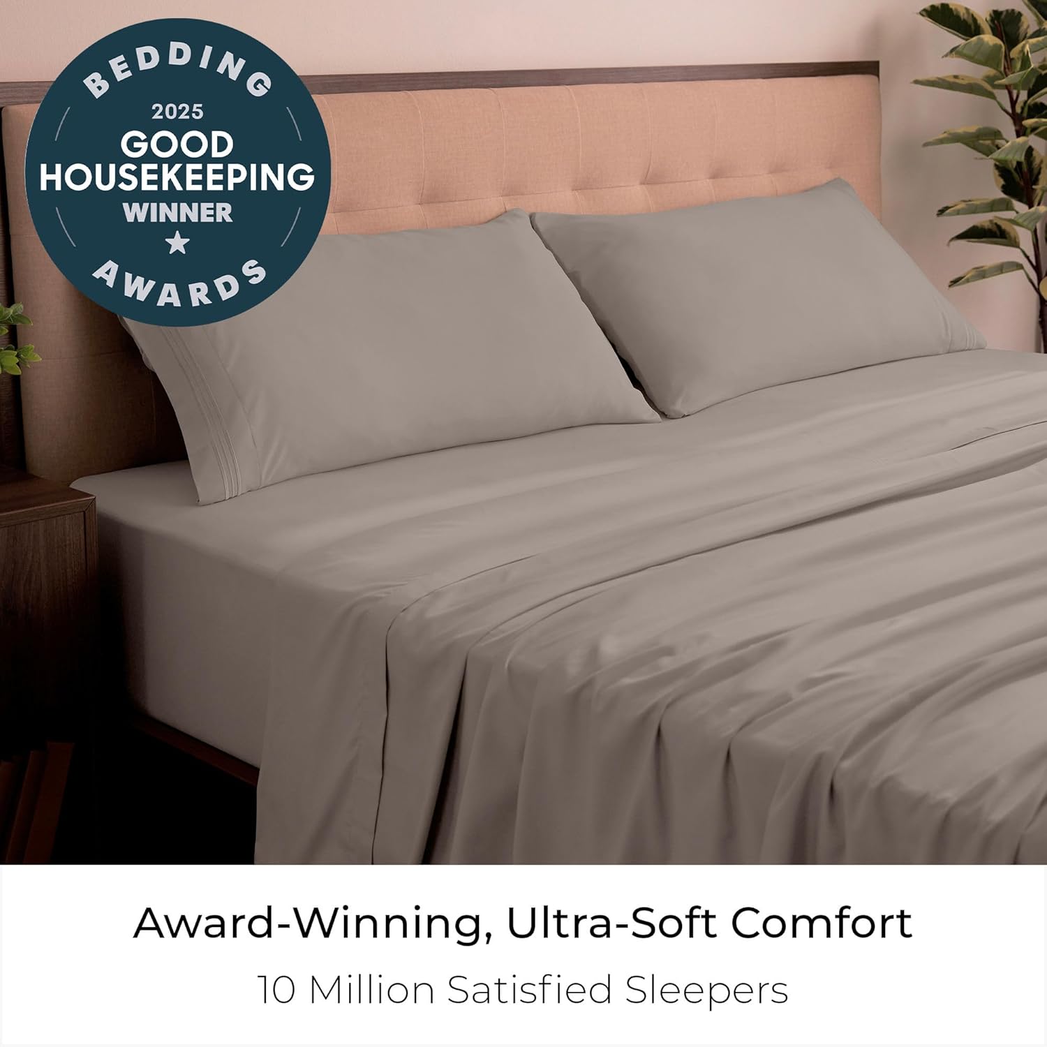 Mellanni King Sheets Set - 4 PC Luxury Bedding Collection | Extra Soft, Cooling & Wrinkle Resistant (King, Tan)