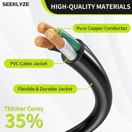 16/3 Black Extension Cord - 6 FT Indoor Short Cable for Laptops & Home Appliances | 3 Prong, ETL Listed