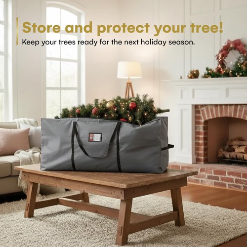 Holiday Spirit Christmas Tree Storage Bag - Heavy-Duty Waterproof Design with Dual Zippers - Fits 7.5ft Tree, Charcoal