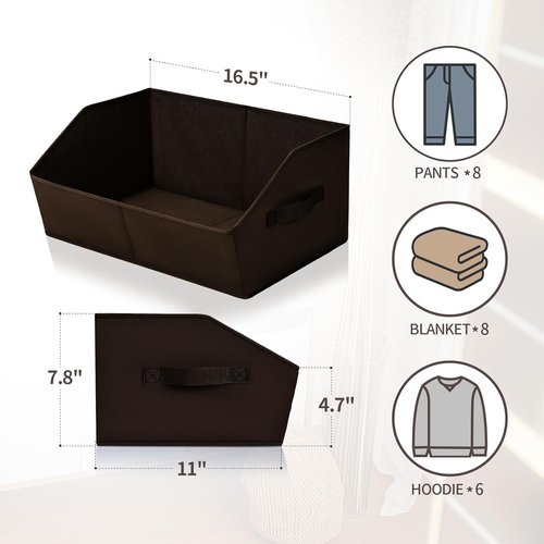 Homsorout Fabric Cube Bins - Trapezoid Collapsible Storage Baskets with Handles, 10-Pack, Brown