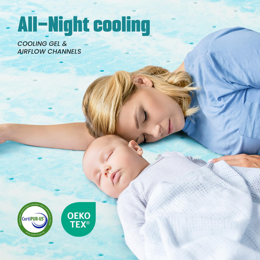 NEWBULIG Mattress Toppers Memory Foam King, 2 Inch Thick Bed Topper Pad Cooling Gel Infused Soft Comfy Padding Breathable for Sleeper Sofa Couch RV Camper, CertiPUR-US Certified