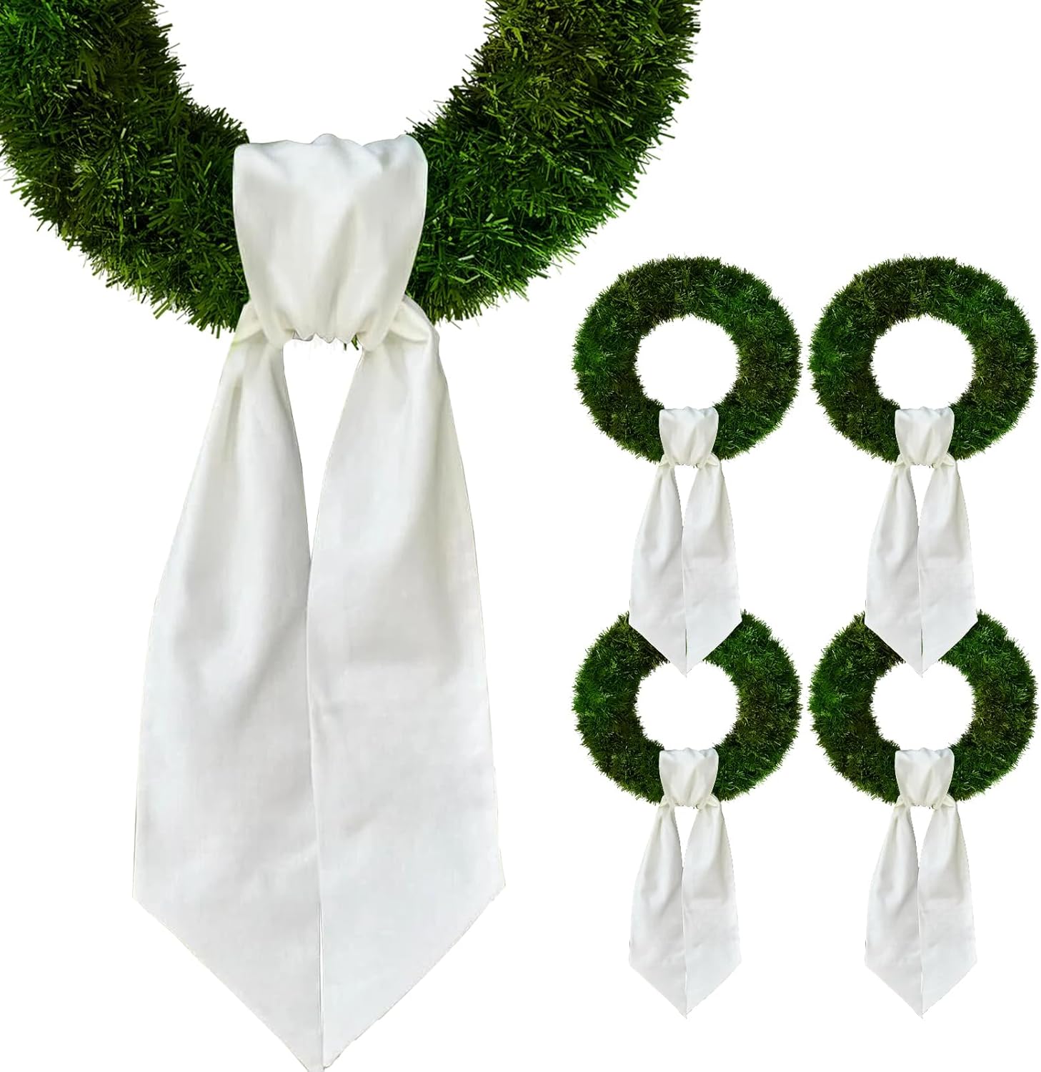 Regine Switzerland Christmas Wreath Sash - 4-Piece White Burlap Set for Holiday Decor & Celebrations